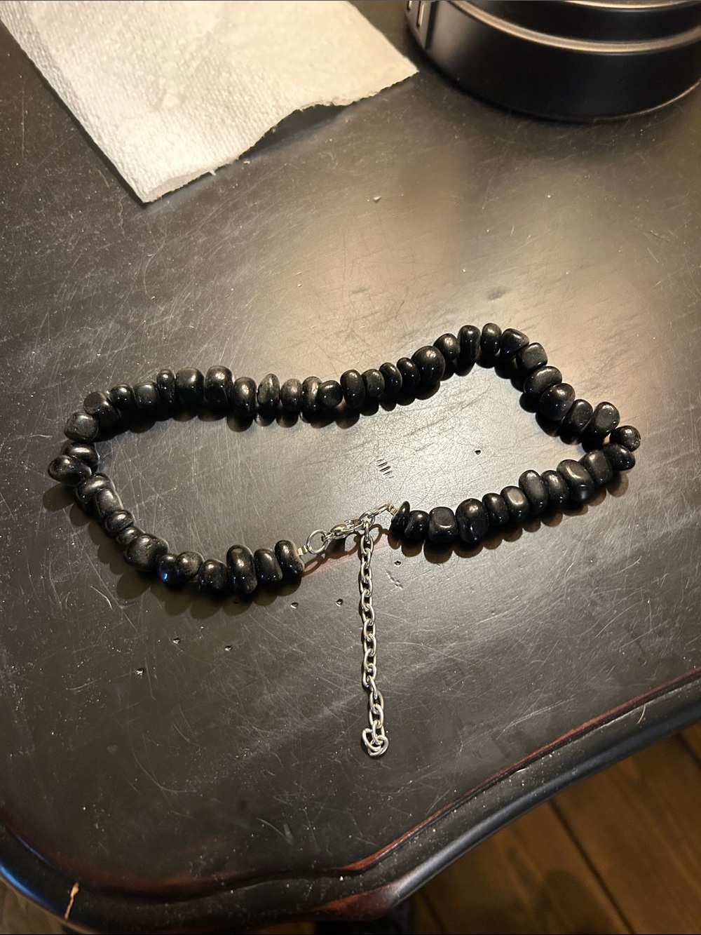 Black Beaded Choker Necklace